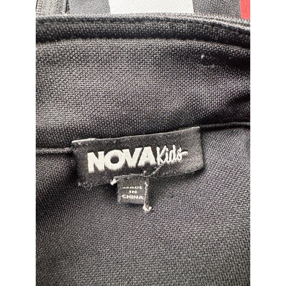 NOVA Kids Boys Black Track Jacket Zip Up White Stripes Long Sleeve - Picture 13 of 14